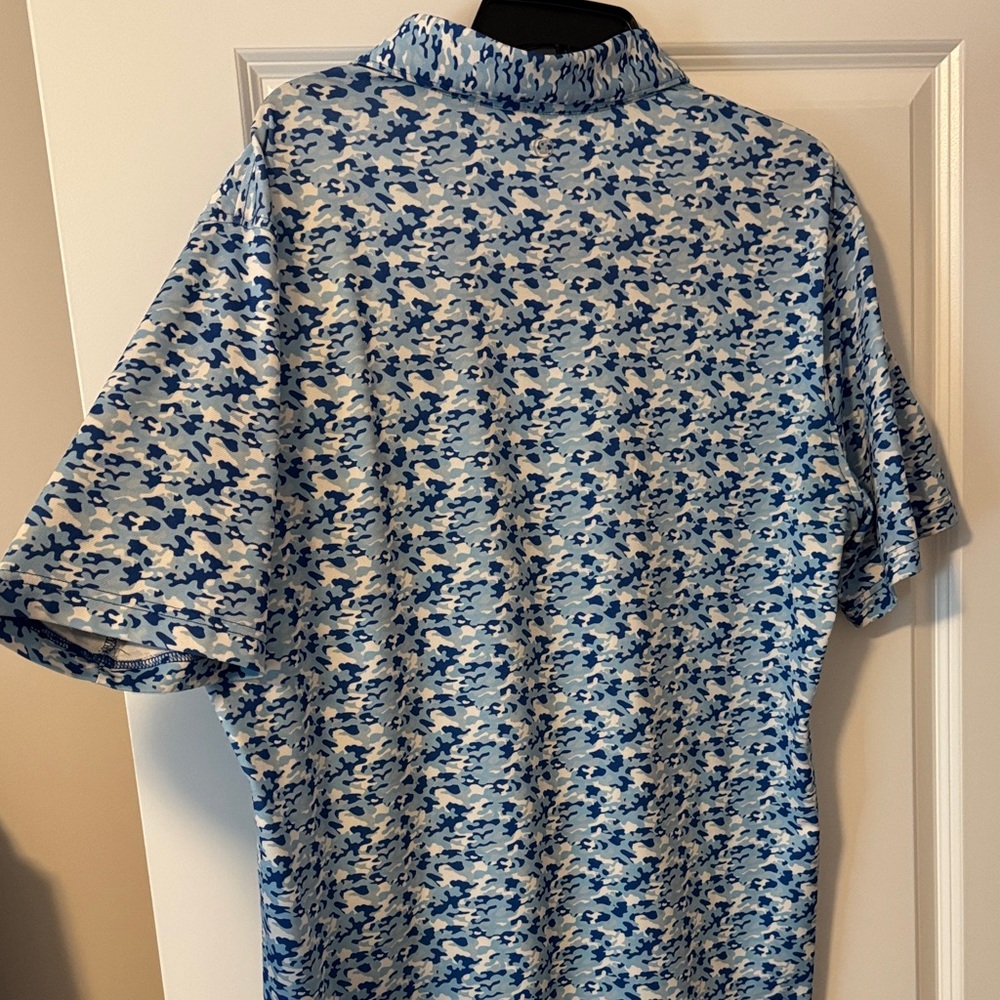 Blue Camouflage Stitch Polo Shirt - Picture 2 of 2